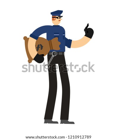 Bad Policeman Corruption. Cop corrupted. Officer Police and money. Vector illustration