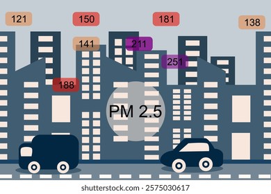 Bad pollution with pm 2.5 in the city 