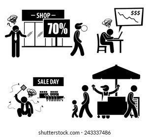 Bad Poor Business Day Stick Figure Pictogram Icons