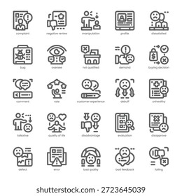 Schlechte Qualität Icon-Paket für Ihre Website, Handy, Präsentation und Logo-Design. schlechtes Qualitäts-Icon-Umrissdesign. Vektorgrafik-Illustration und bearbeitbarer Strich.