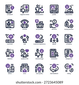 Schlechte Qualität Icon-Paket für Ihre Website, Handy, Präsentation und Logo-Design. Schlechte Qualität Icon Dual-Ton-Design. Vektorgrafik-Illustration und bearbeitbarer Strich.