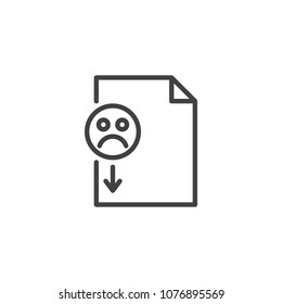 Bad rating file format outline icon. linear style sign for mobile concept and web design. Sad emoji document simple line vector icon. Symbol, logo illustration. Pixel perfect vector graphics