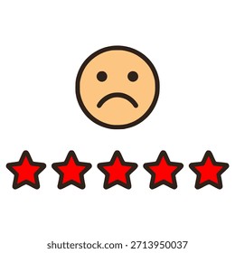 bad rating user flat color vector illustration template design