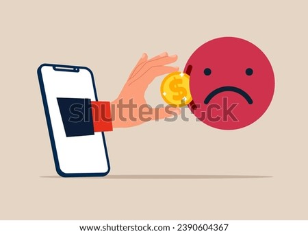 Bad reputation increases over time. Low ratings. Job no satisfaction, company no benefit, negative attitude. Flat vector illustration