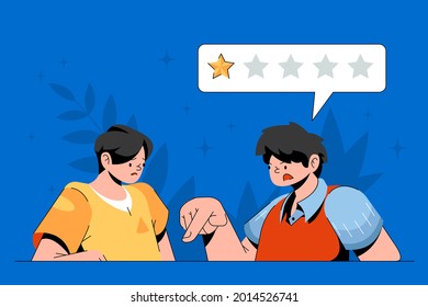 Bad review concept design. Online negative user feedback. 
Customer experience ranking. Dislike, complaint, bad rate. Web comment. Angry client testimonial. Social survey result. Vector illustration. 