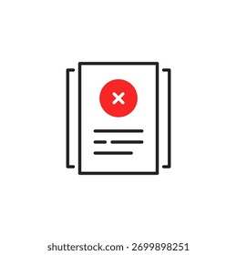 má revisão ou avaliar o resultado como ícone de papelada. simples tendência esboço moderno logotipo arte gráfica elemento isolado no branco. conceito de dismiss doc com violação ou fraude política financeira