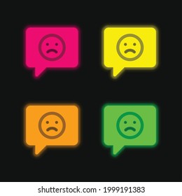 Bad Review four color glowing neon vector icon