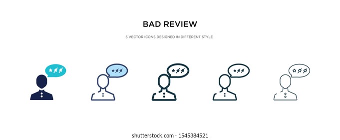 bad review icon in different style vector illustration. two colored and black bad review vector icons designed in filled, outline, line and stroke style can be used for web, mobile, ui
