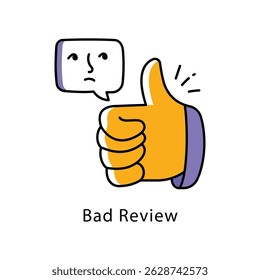 Bad Review Vector Filled Outline Style Icon. Eps 10 file