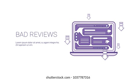 Bad Reviews Negative Feedback Template Web Banner With Copy Space Vector Illustration