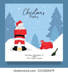 Bad Santa Claus peeing card invitation 