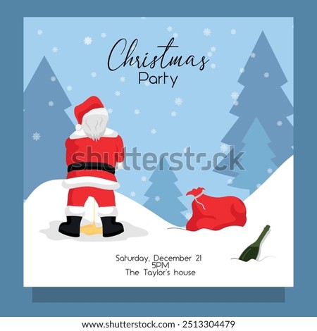 Bad Santa Claus peeing card invitation 