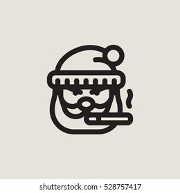 Bad Santa Head Outline Vector Icon