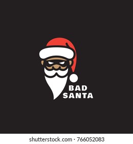 Bad Santa logo template design on a black background. Vector illustration.