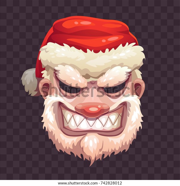 透明な背景に不正なサンタマスク 怖いサンタクロースの顔のアイコン ベクタークリスマスまたはヘロウィーンの衣装エレメント のベクター画像素材 ロイヤリティフリー