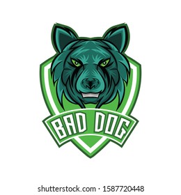 bad serious dog mascot vector logo design illustration art