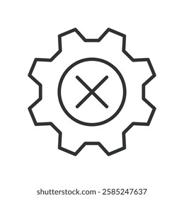 Bad settings, icon in line design. Bad settings, error, warning, malfunction, configuration, issue, failure on white background vector. Bad settings, icon in line design editable stroke icon