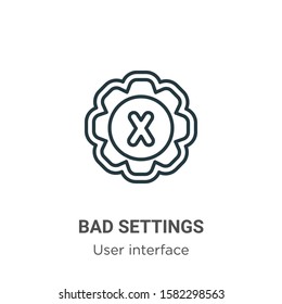 Bad settings outline vector icon. Thin line black bad settings icon, flat vector simple element illustration from editable user interface concept isolated on white background