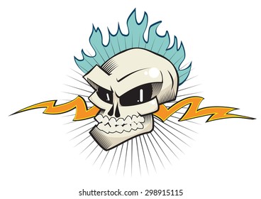 bad skull with yellow rays