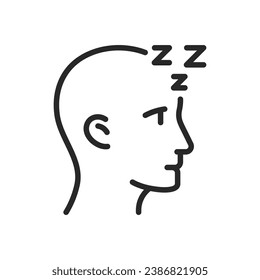 Bad Sleep Side View Icon. Vector Editable Isolated Sign Demonstrating the Impact of Poor Sleep Quality on Health and Well-being.