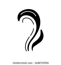 Bad smell black glyph icon. Perfume scent. Toxic gas, stench. Stinky odor. Fragrance curves. Smoke stream, fume swirls, evaporation. Silhouette symbol on white space. Vector isolated illustration
