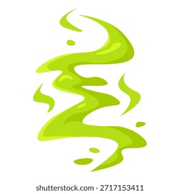 Bad smell cloud icon. Green gas toxic fume and stench effect. Flat vector illustration of disgusting odor and poison vapor isolated on a white background.