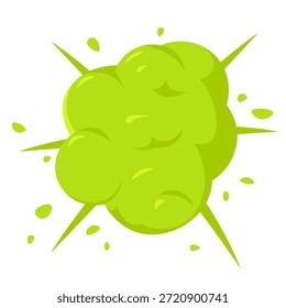 Icono de nube de mal olor. Efecto de explosión y hedor de gas tóxico verde. Ilustración vectorial plana de olor repugnante y vapor venenoso aislado sobre un fondo blanco.