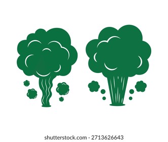 Iconos de nubes de mal olor: ilustración de gas de olor fétido en estilo de Vector verde plano