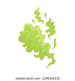 Bad smell odor clouds flat icon. Cartoon green toxic steam, odor smoke isolated vector illustration. Fart and stink