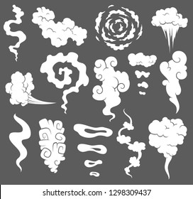 Bad smell. Smoke clouds. Steam smoke clouds of cigarettes or expired old food vector cooking cartoon icons. Illustration of smell vapor, cloud aroma.
