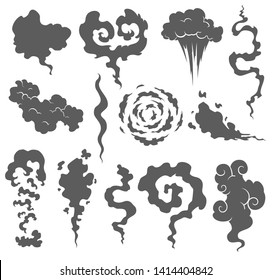 Bad smell. Smoke clouds. Steam smoke clouds of cigarettes or expired old food vector cooking cartoon icons. Illustration of smell vapor, cloud aroma.