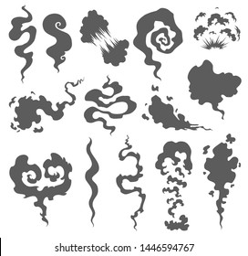 Bad smell. Smoke clouds. Steam smoke clouds of cigarettes or expired old food vector cooking cartoon icons. Illustration of smell vapor, cloud aroma.