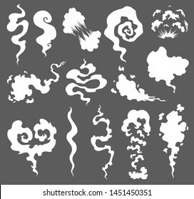 Bad smell. Smoke clouds. Steam smoke clouds of cigarettes or expired old food vector cooking cartoon icons. Illustration of smell vapor, cloud aroma.