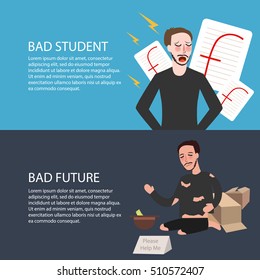bad student future begging ask money beggar job-less 