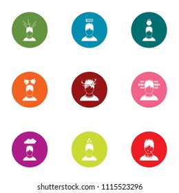 Bad team icons set. Flat set of 9 bad team vector icons for web isolated on white background