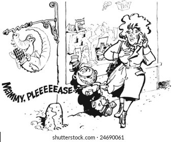 bad teeth Kid bagging Mammy for candy
