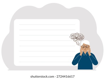 Schlechte Gedanken Konzept. Ein Mann fühlt sich deprimiert mit Gedanken nach negativen Ereignissen, unglücklich, Leiden, Traurigkeit, Depression. Flache Vektorgrafik