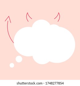 Bad thoughts on light red background vector illustration cartoon flat design modern style 
