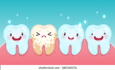 Cute Tooth Characters Flat Style Step Stock Vector (Royalty Free ...