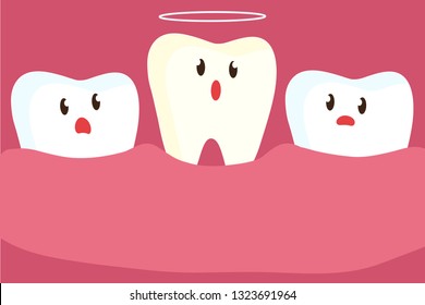 Bad tooth loss on a pink background. Vector illustration.