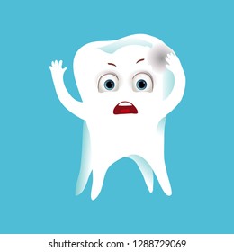Bad tooth. Vector illustration in cartoon style.