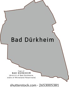 Mapa da cidade de Bad Dürkheim do distrito de Bad Dürkheim, Renânia-Palatinado (Renânia-Palatinado), Alemanha. Vetorizado