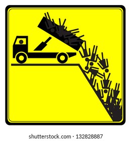 Bad traffic sign, truck, vector