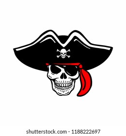 Bad vector of human pirate skulls. Tattoo motive, colorful, red, caribbean, halloween, pirates