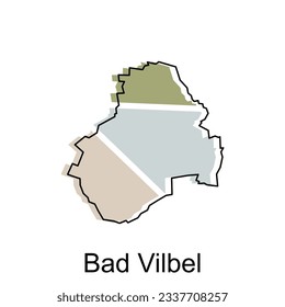 Bad Vilbel map, colorful outline regions of the German country. Vector illustration template design