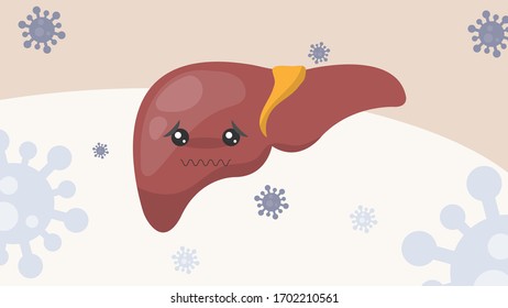 Bad virus attack into liver, healthcare concept with clipping mask.