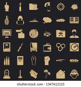 Bad war icons set. Simple style of 36 bad war vector icons for web for any design