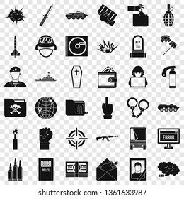 Bad war icons set. Simple style of 36 bad war vector icons for web for any design