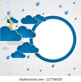 Bad weather background. Sky with clouds and lightnings