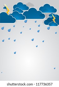 Bad weather background. Sky with clouds and lightnings
